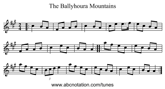 The Ballyhoura Mountains - staff notation