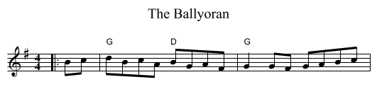 The Ballyoran - staff notation