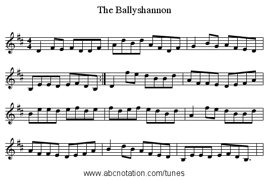 The Ballyshannon - staff notation