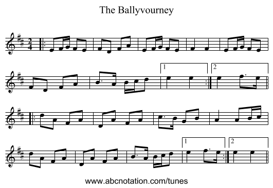 The Ballyvourney - staff notation