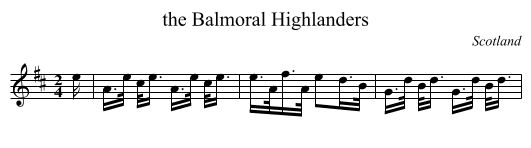 the Balmoral Highlanders - staff notation