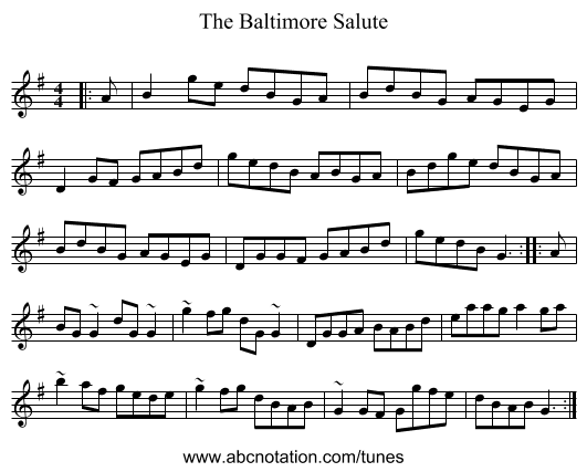 The Baltimore Salute - staff notation