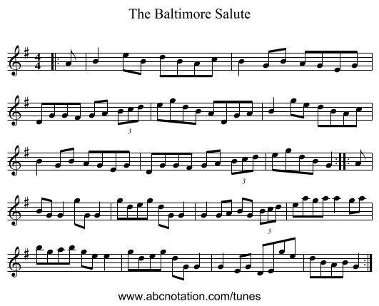 The Baltimore Salute - staff notation