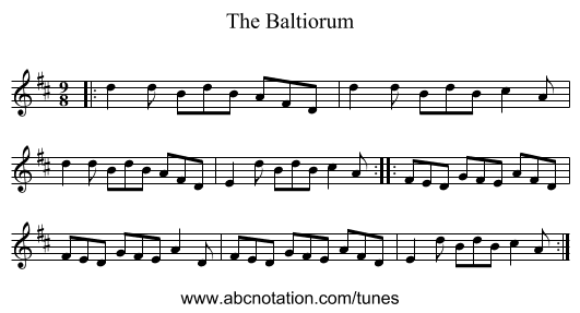 The Baltiorum - staff notation