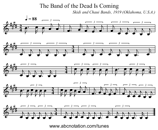 The Band of the Dead Is Coming - staff notation