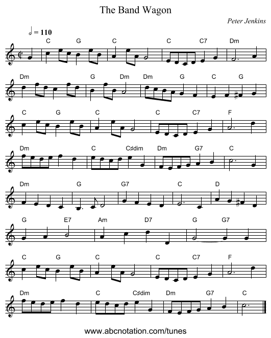 The Band Wagon - staff notation