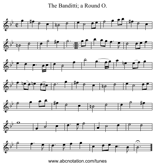 The Banditti; a Round O. - staff notation