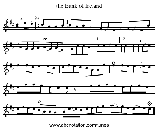 the Bank of Ireland - staff notation