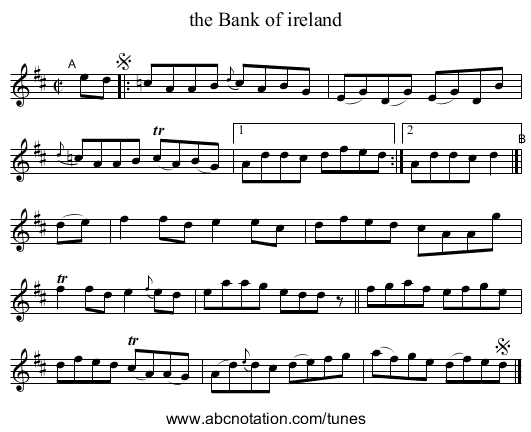 the Bank of ireland - staff notation