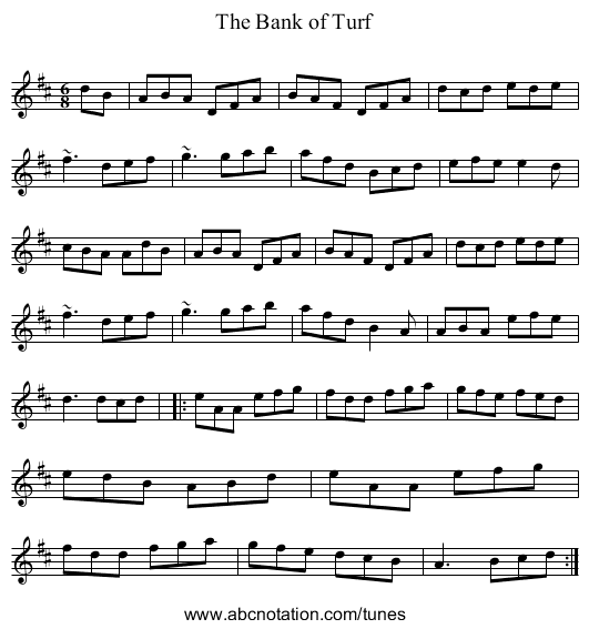 The Bank of Turf - staff notation
