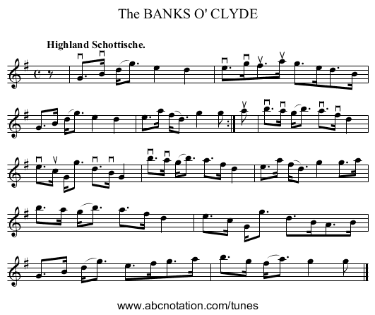 The BANKS O' CLYDE - staff notation