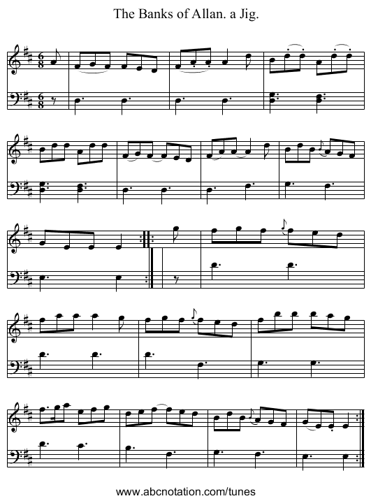 The Banks of Allan. a Jig. - staff notation
