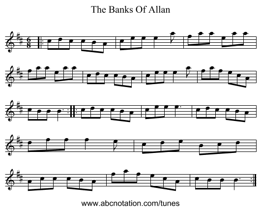 The Banks Of Allan - staff notation