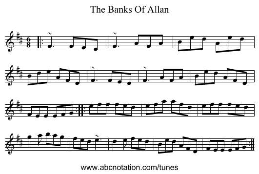 The Banks Of Allan - staff notation