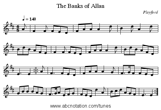 The Banks of Allan - staff notation