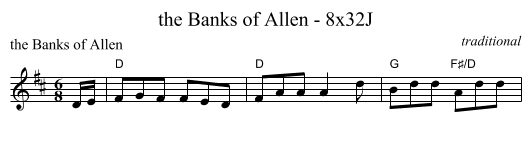 the Banks of Allen - 8x32J - staff notation