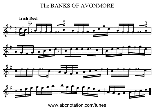 The BANKS OF AVONMORE - staff notation
