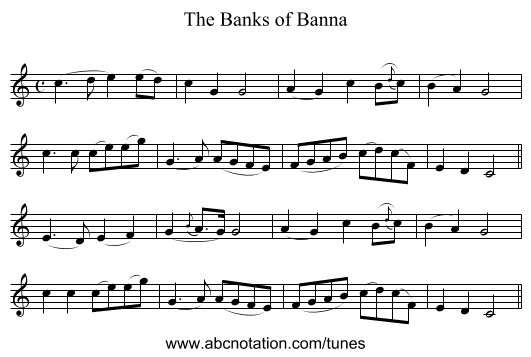 The Banks of Banna - staff notation