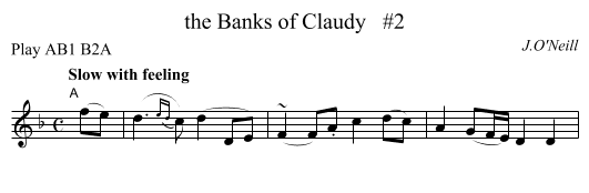 the Banks of Claudy   #2 - staff notation