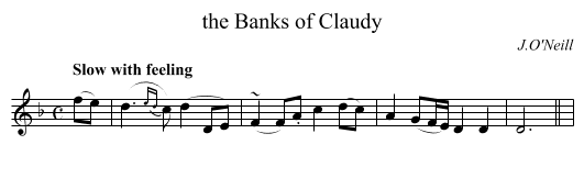 the Banks of Claudy - staff notation