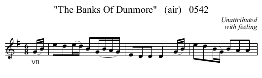 The Banks Of Dunmore   (air)   0542 - staff notation