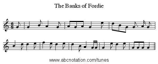 The Banks of Fordie - staff notation