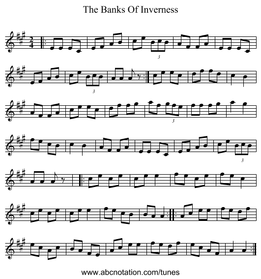 The Banks Of Inverness - staff notation