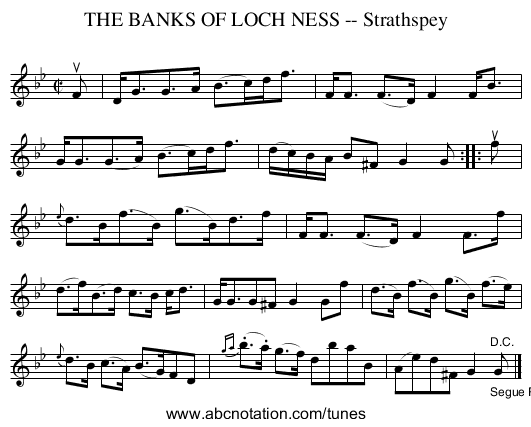 THE BANKS OF LOCH NESS -- Strathspey - staff notation