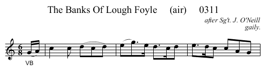 The Banks Of Lough Foyle     (air)     0311 - staff notation