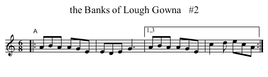 the Banks of Lough Gowna   #2 - staff notation