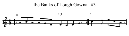 the Banks of Lough Gowna   #3 - staff notation
