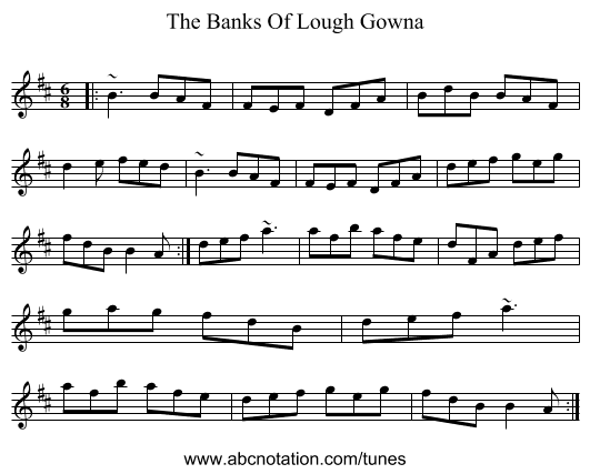 The Banks Of Lough Gowna - staff notation