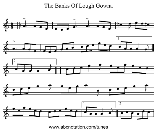 The Banks Of Lough Gowna - staff notation