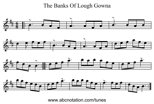 The Banks Of Lough Gowna - staff notation