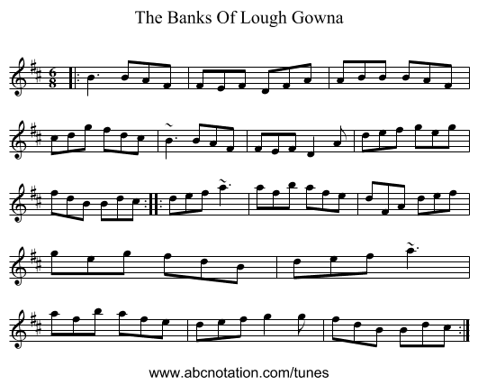 The Banks Of Lough Gowna - staff notation