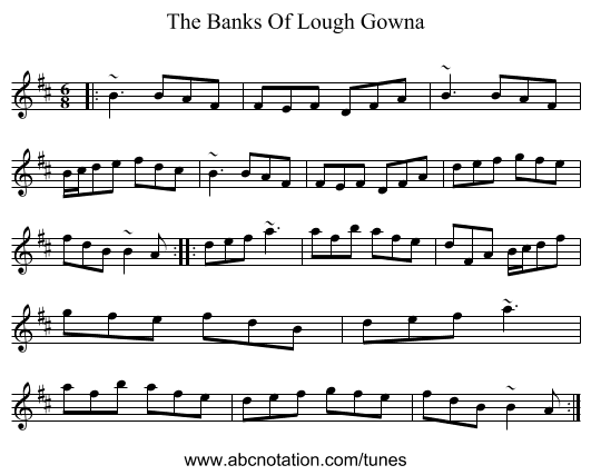 The Banks Of Lough Gowna - staff notation