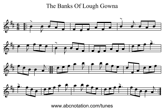 The Banks Of Lough Gowna - staff notation