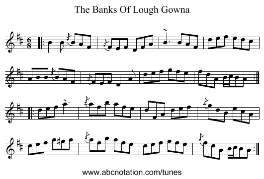 The Banks Of Lough Gowna - staff notation