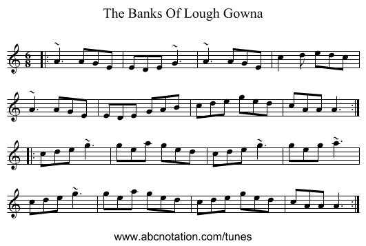 The Banks Of Lough Gowna - staff notation