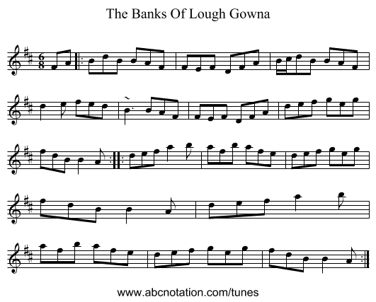 The Banks Of Lough Gowna - staff notation