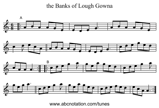 the Banks of Lough Gowna - staff notation