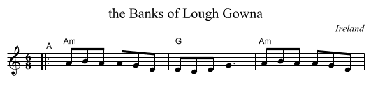 the Banks of Lough Gowna - staff notation