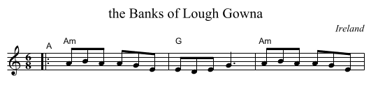 the Banks of Lough Gowna - staff notation