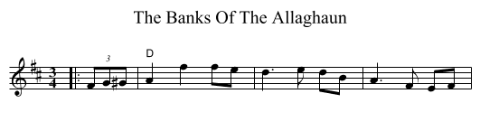 The Banks Of The Allaghaun - staff notation