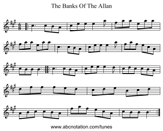 The Banks Of The Allan - staff notation