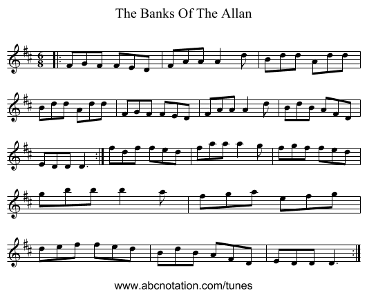 The Banks Of The Allan - staff notation