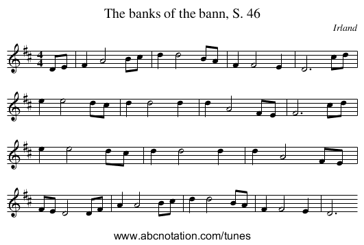 The banks of the bann, S. 46 - staff notation