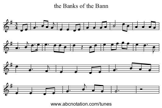 the Banks of the Bann - staff notation