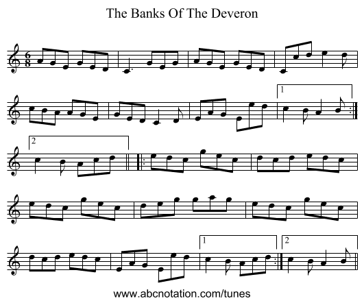 The Banks Of The Deveron - staff notation
