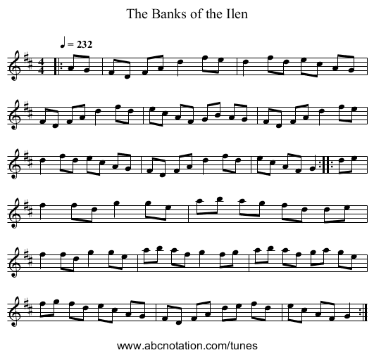 The Banks of the Ilen - staff notation